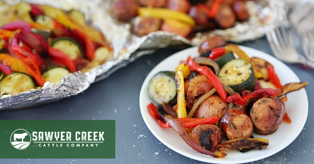 Sawyer Creek Family-Style Onion & Garlic Brat and Veggie Foil Packs