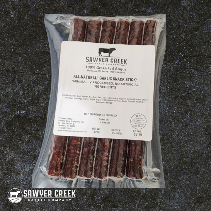Beef Snack Sticks – All-Natural Beef or Garlic Flavored (no nitrates)